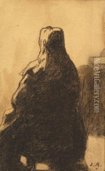Femme Assise Oil Painting - Theodule Augustine Ribot