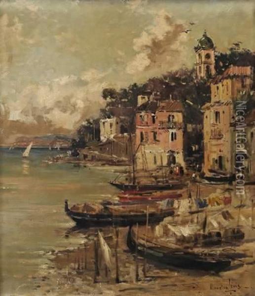 Marine A Sorrente Oil Painting - Maurice Levis