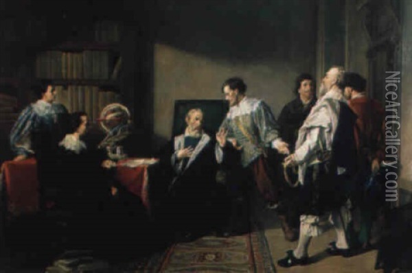 Galilee Et Les Envoyes Du Pape Oil Painting - Demostene Maccio