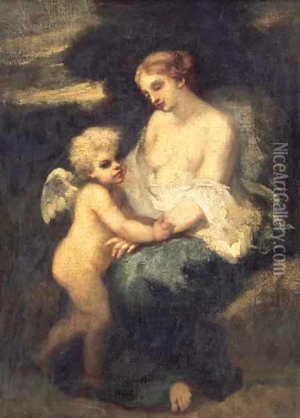 Venus and Cupid Oil Painting - Narcisse-Virgile Diaz de la Pena