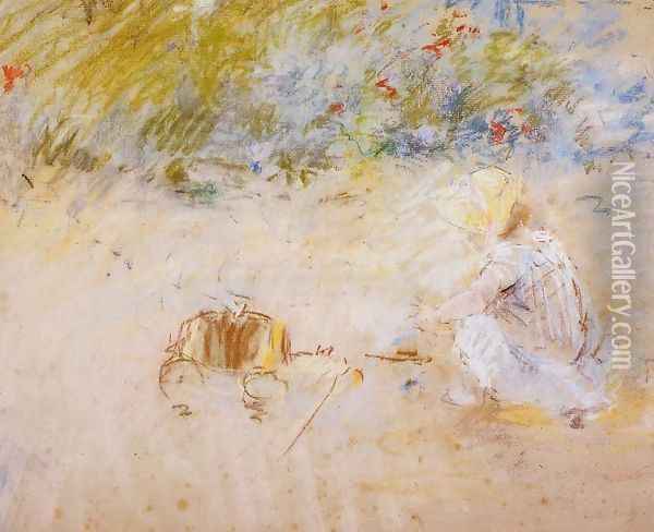 Child Playing in the Garden Oil Painting - Berthe Morisot