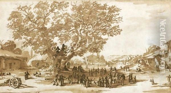 The Fair At Gondreville, Or Mayday Celebrations At Xeuilley Oil Painting - Jacques Callot