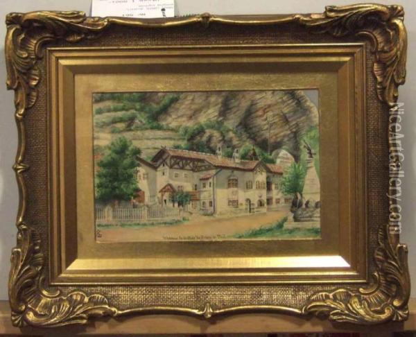 Vardshuset I Brixen, Tyrolen. Oil Painting - Ludwig Knaus