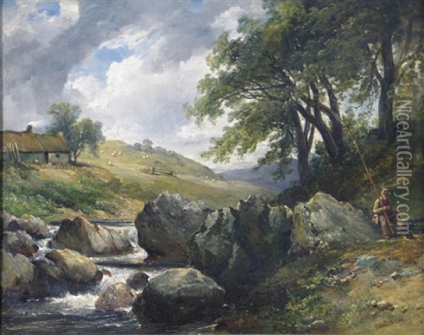 On The River Tweed Oil Painting - Edmund Thornton Crawford