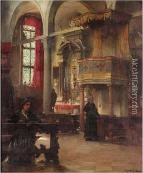 The Interior Of St.peter Martyr, Murano Venice Oil Painting - Henry Woods