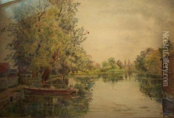 Molesley Mill Weir Oil Painting - Robert Winter Fraser