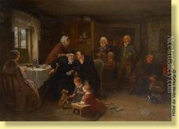 La Visite Du Notable Oil Painting - Bengt Nordenberg