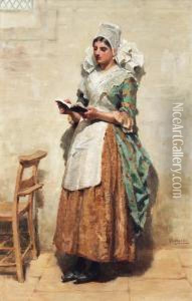 Reading Woman Oil Painting - Ralph Hedley