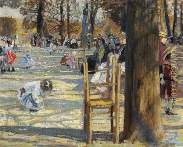 The Luxembourg Gardens In Spring Oil Painting - Isaak Izrailevich Brodsky