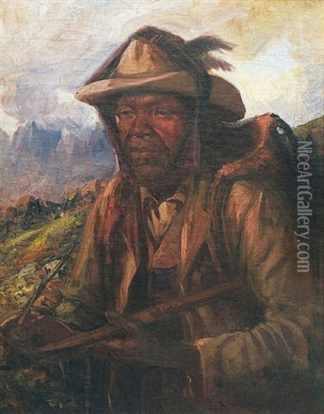 Portrait Of A Shepherd Oil Painting - Pieter Hugo Naude
