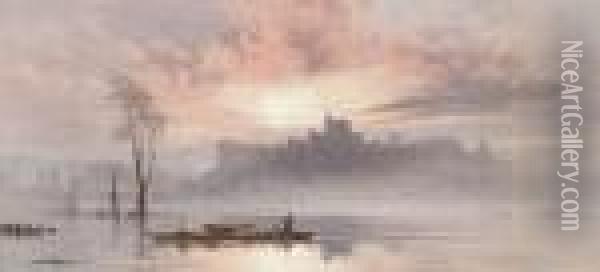 Sunrise At Windsor During The Floods Oil Painting - Francis George Coleridge