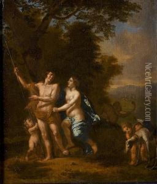 Venus And Adonis Oil Painting - Gerard Hoet