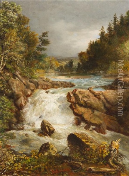 Forest Waterfall Oil Painting - John Amory Codman