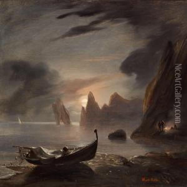 Full Moon, Capri Oil Painting - Antoine Leon Morel-Fatio