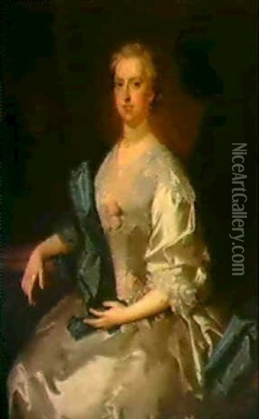 Portrait Of Mrs. Harris Oil Painting - Thomas Hudson