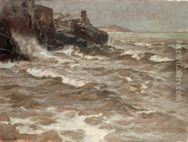 Coastal Landscape Oil Painting - Carl (Karl, Charles) O'Lynch of Town