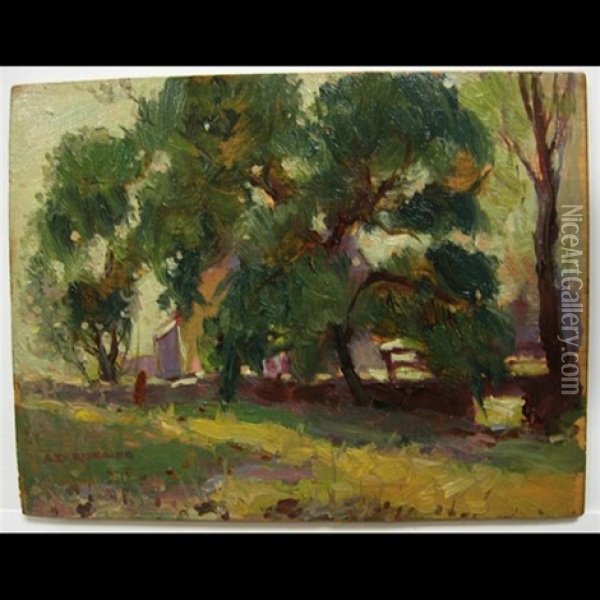 Trees, Figure And House Oil Painting - Arthur Dominique Rozaire