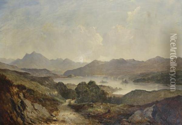 A River Landscape Oil Painting - John Clayton Adams