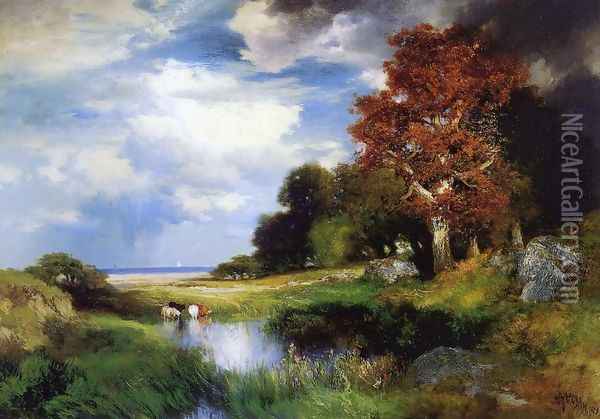 View of East Hampton Oil Painting - Thomas Moran