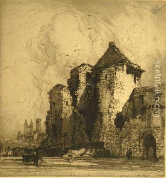 'st Andrew'scastle', Fife' Oil Painting - E. Hedley Fitton