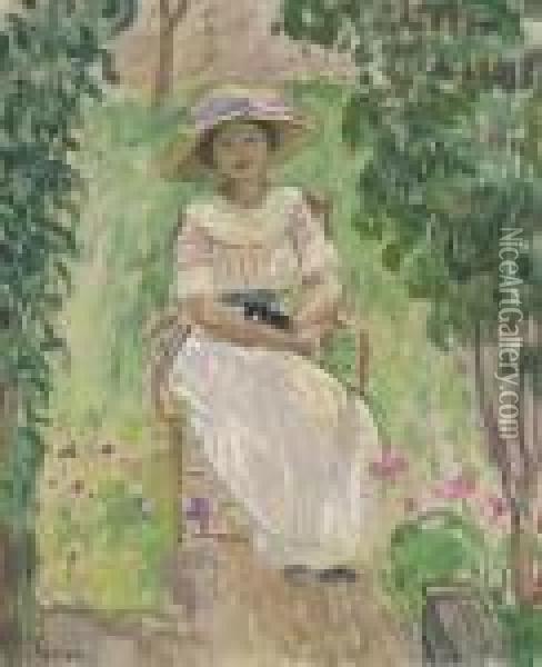 Femme Assise Dans Le Jardin Oil Painting - Henri Lebasque