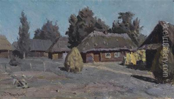 View Of A Village At Night Oil Painting - Stanislaw Zukowski