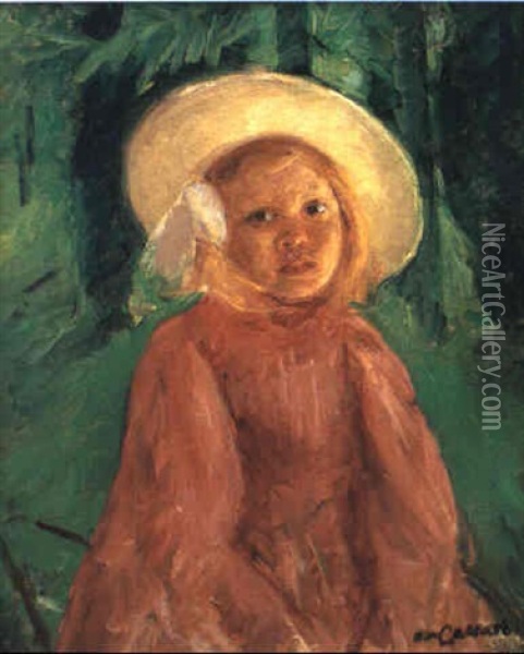 Fillette En Robe Groisaille Oil Painting - Mary Cassatt