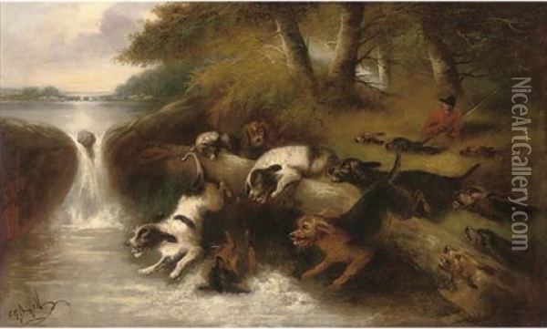 Otter Hounds Oil Painting - Edward Armfield