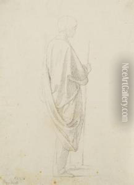 Stehender Junger Mann (wohl Franz Pforr) In Venezianischem Mantel Oil Painting - Johann Friedrich Overbeck