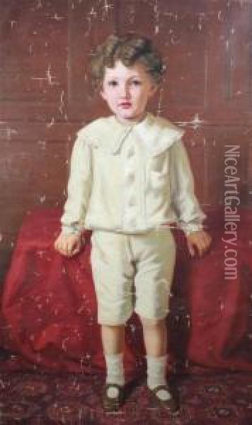Full Length Portrait Of A Boy Oil Painting - Raja Ravi Varma
