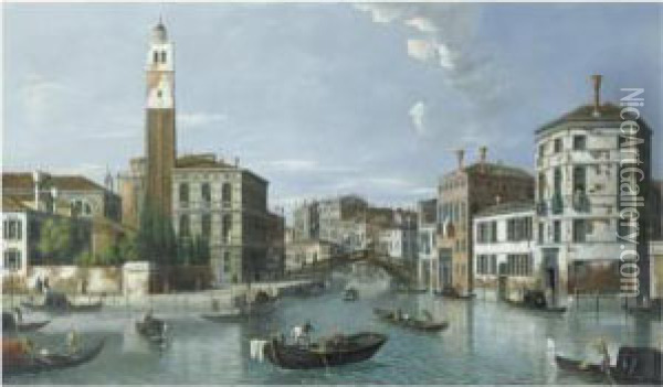 View Of The Grand Canal, Venice, With San Geremia And The Entrance To The Cannaregio Oil Painting - William James