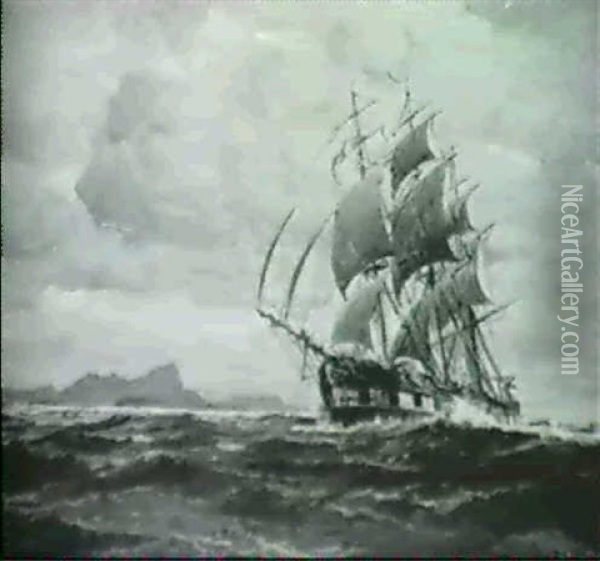 Segelschiff Vor Der Norwegischen Kuste Oil Painting - Michael Zeno Diemer