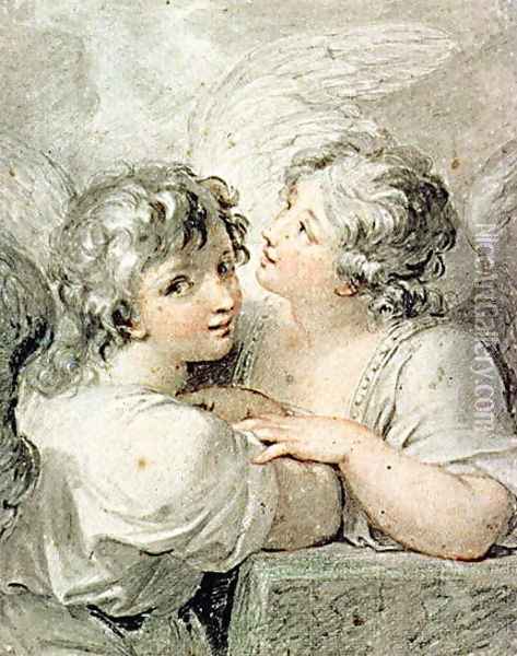 Two angels Oil Painting - Giovanni Battista Cipriani