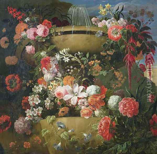 Basin and Flowers Oil Painting - Gaspar Peeter The Elder Verbruggen
