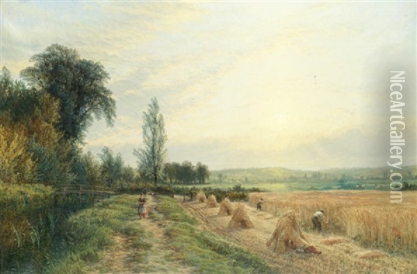 Harvest Time Oil Painting - Henry Dawson