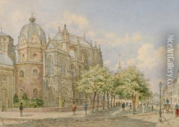 Das Aachener Munster Mit Der Palastkapelle Karls Des Grosen Betitelt Oil Painting - Franz Alt