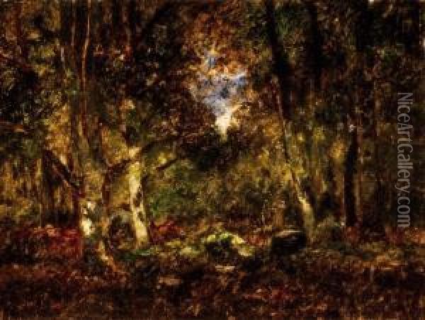 Forest In Barbizon Oil Painting - Laszlo Paal