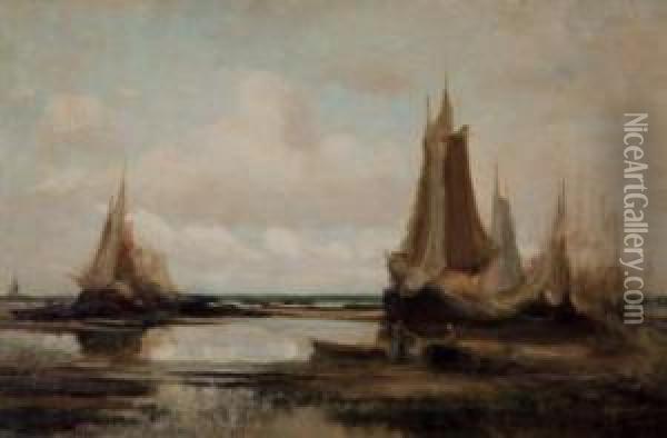 Fishing Boats Oil Painting - John A. Hammond