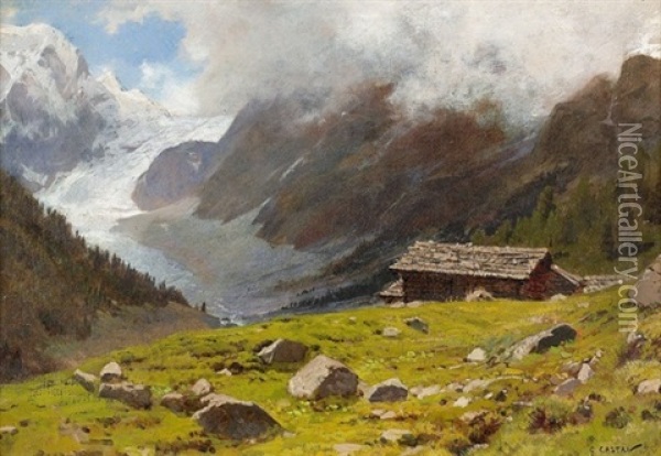 Sommerliche Alp Im Arollatal Oil Painting - Gustave Eugene Castan