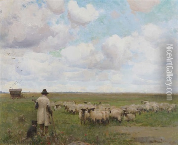 Counting The Flock Oil Painting - Walter Frederick Osborne
