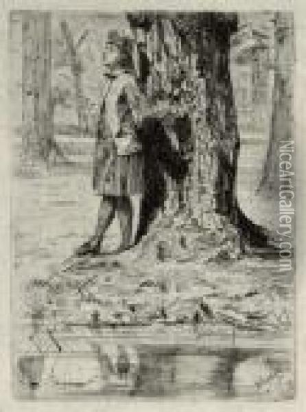 Seymour Standing Under A Tree (k 31) Oil Painting - James Abbott McNeill Whistler