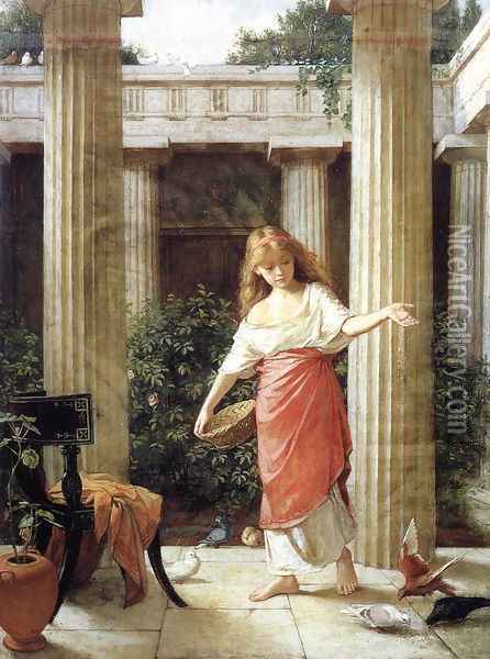 In the Peristyle 1874 Oil Painting - John William Waterhouse