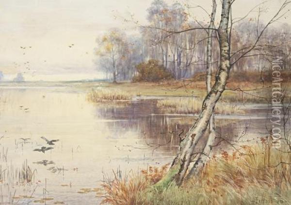 River Landscape Oil Painting - Thomas Tayler Ireland
