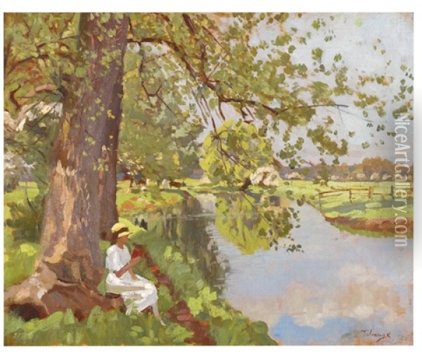 In Dedham Valley Oil Painting - Algernon Talmage