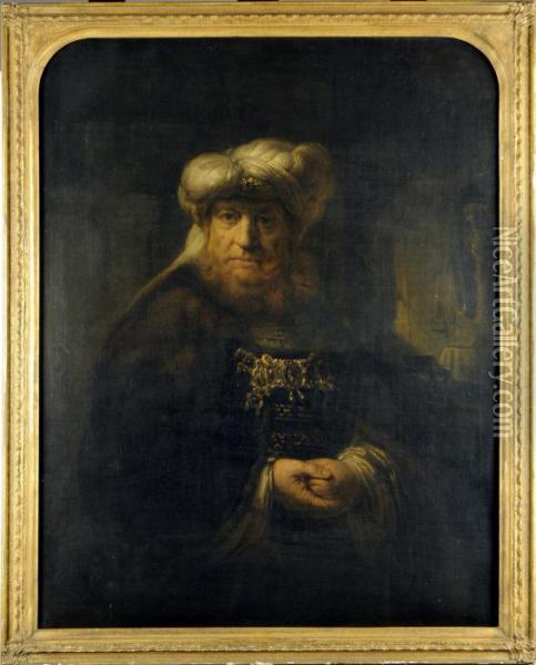 Portrait De Rabbin Oil Painting - Rembrandt Van Rijn