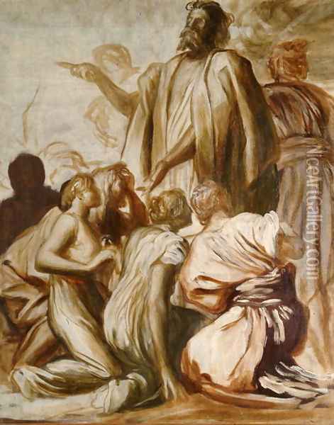 Preaching of Jonah, c.1860 Oil Painting - George Frederick Watts