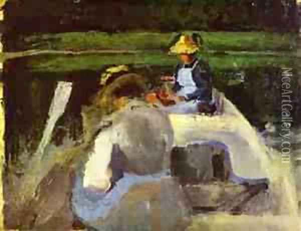 In A Boat 1892-94 Oil Painting - Viktor Elpidiforovich Borisov-Musatov