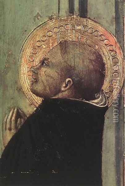 St Thomas Inspired by the Dove of the Holy Ghost (detail-2) 1423 Oil Painting - Stefano Di Giovanni Sassetta