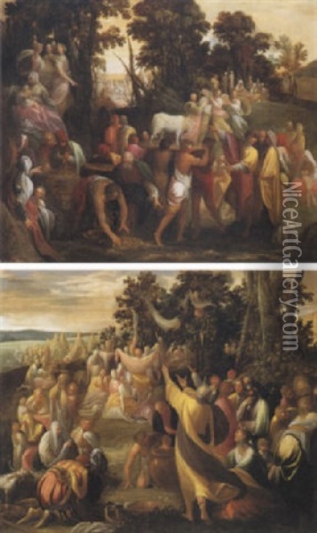 Adorazione Del Vitello D'oro Oil Painting - Giovanni Andrea (il Mastelletta) Donducci