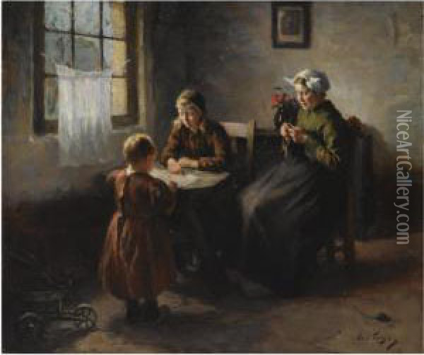 The Reading Lesson Oil Painting - Lammert Van Der Tonge
